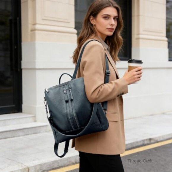Leather Convertible Backpack Purse for Women, Travel Handbag with 9 Pockets main image 4